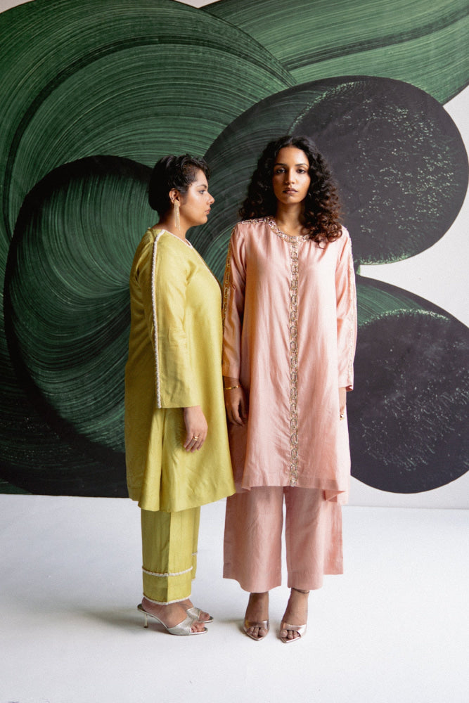 LIME GREEN A LINE COORD - XS - kurta set