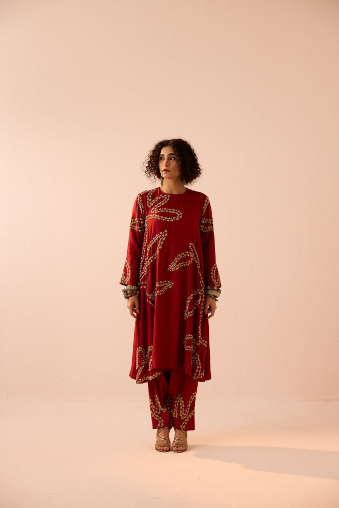 MAROON KURTA SET - kurta set