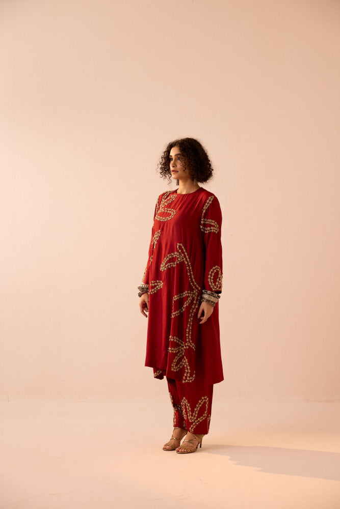 MAROON KURTA SET - kurta set