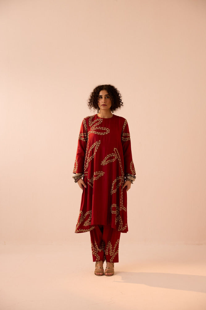 MAROON KURTA SET - XS - kurta set