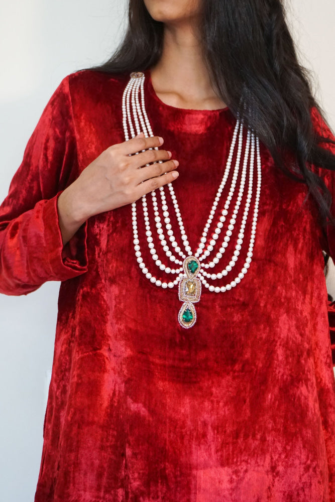 MAROON KURTA SET - XS - Coord set