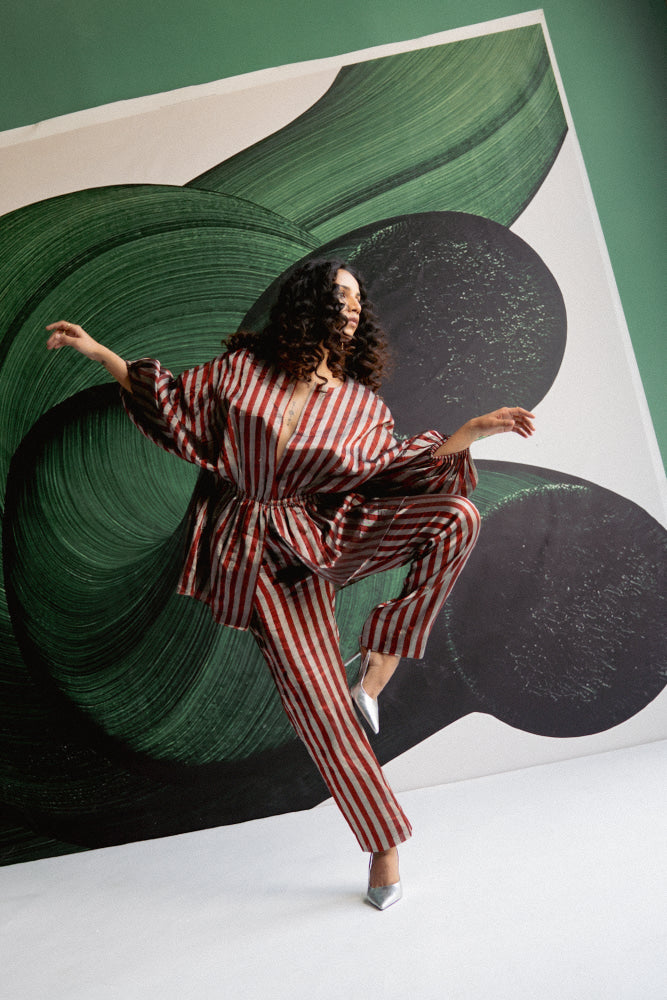 Maroon Stripes Coord Set - coord set