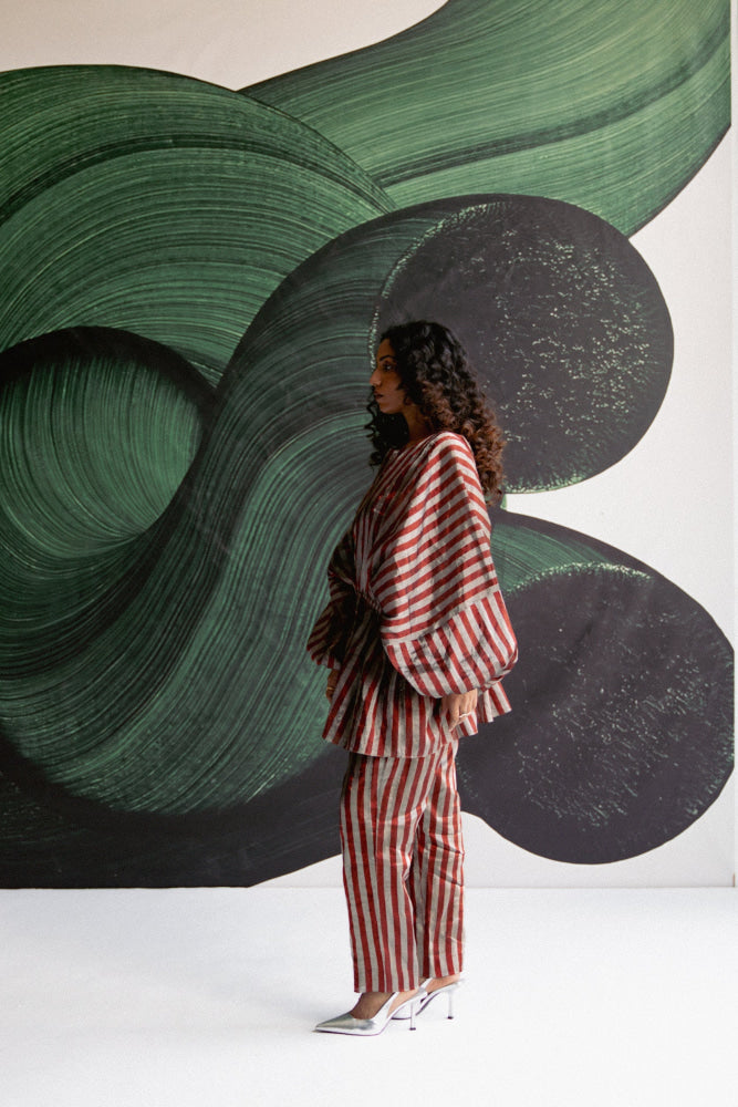 Maroon Stripes Coord Set - coord set