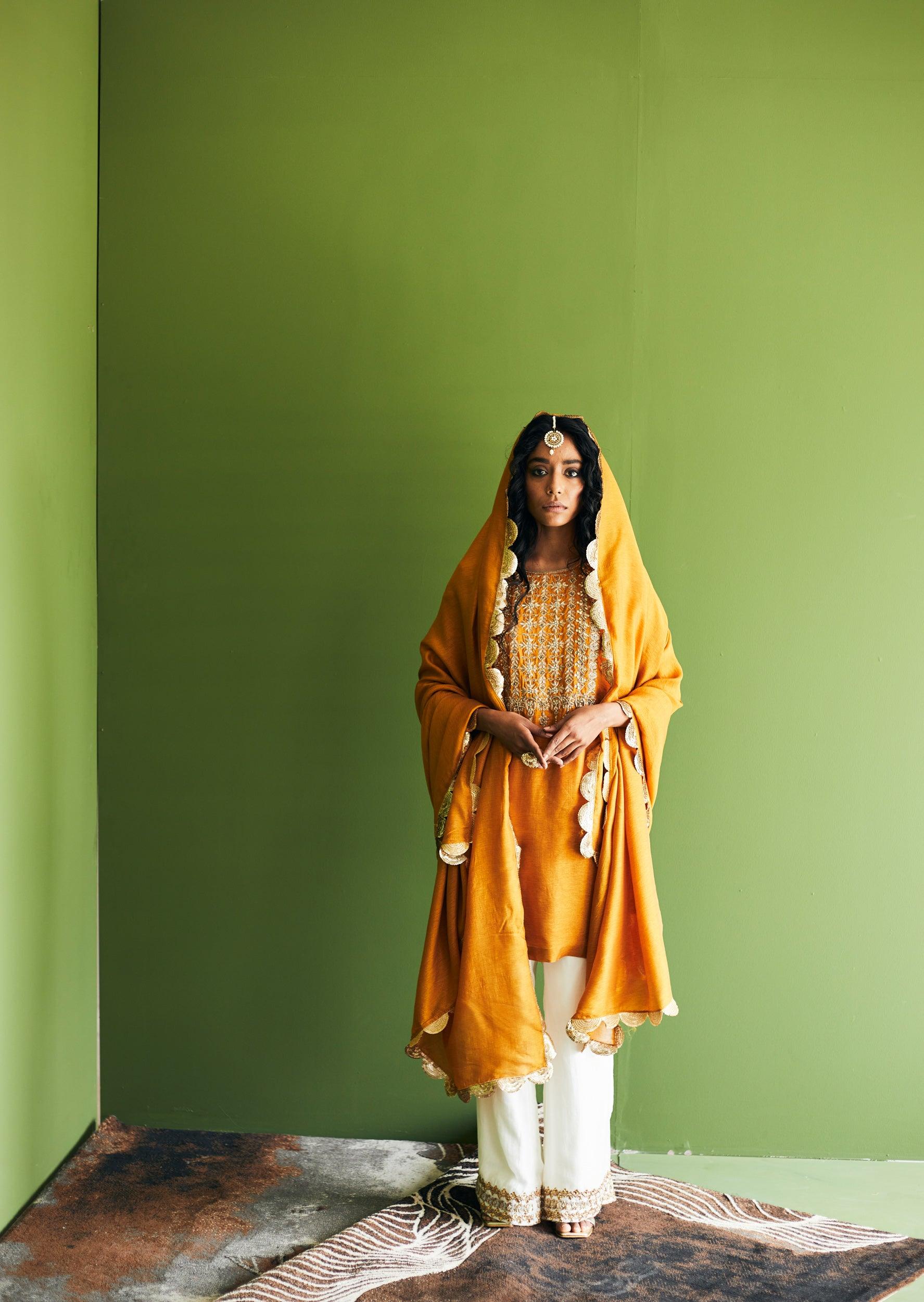 MUSTARD ANTI FIT SUIT - Esha Arora