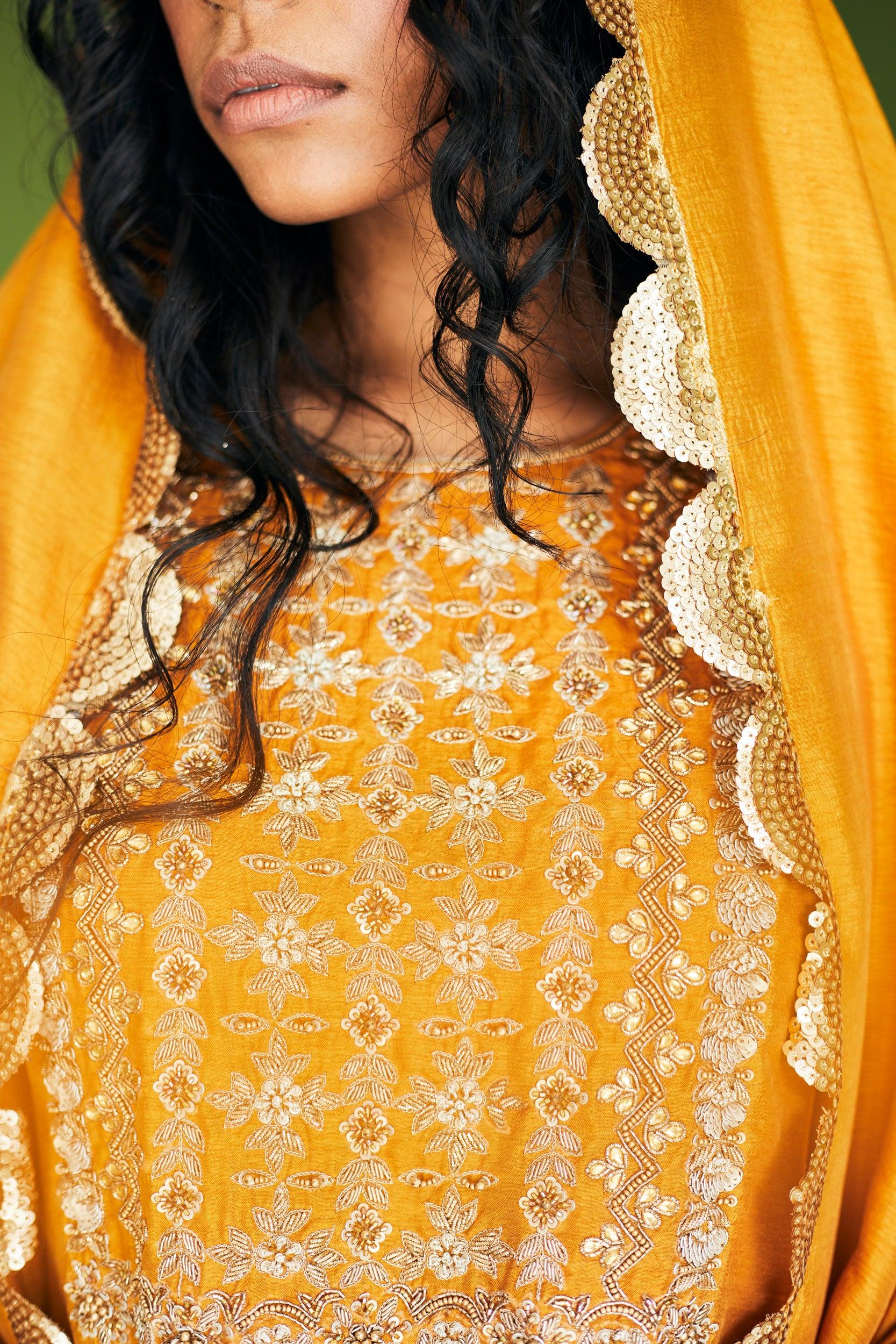 MUSTARD ANTI FIT SUIT - Esha Arora