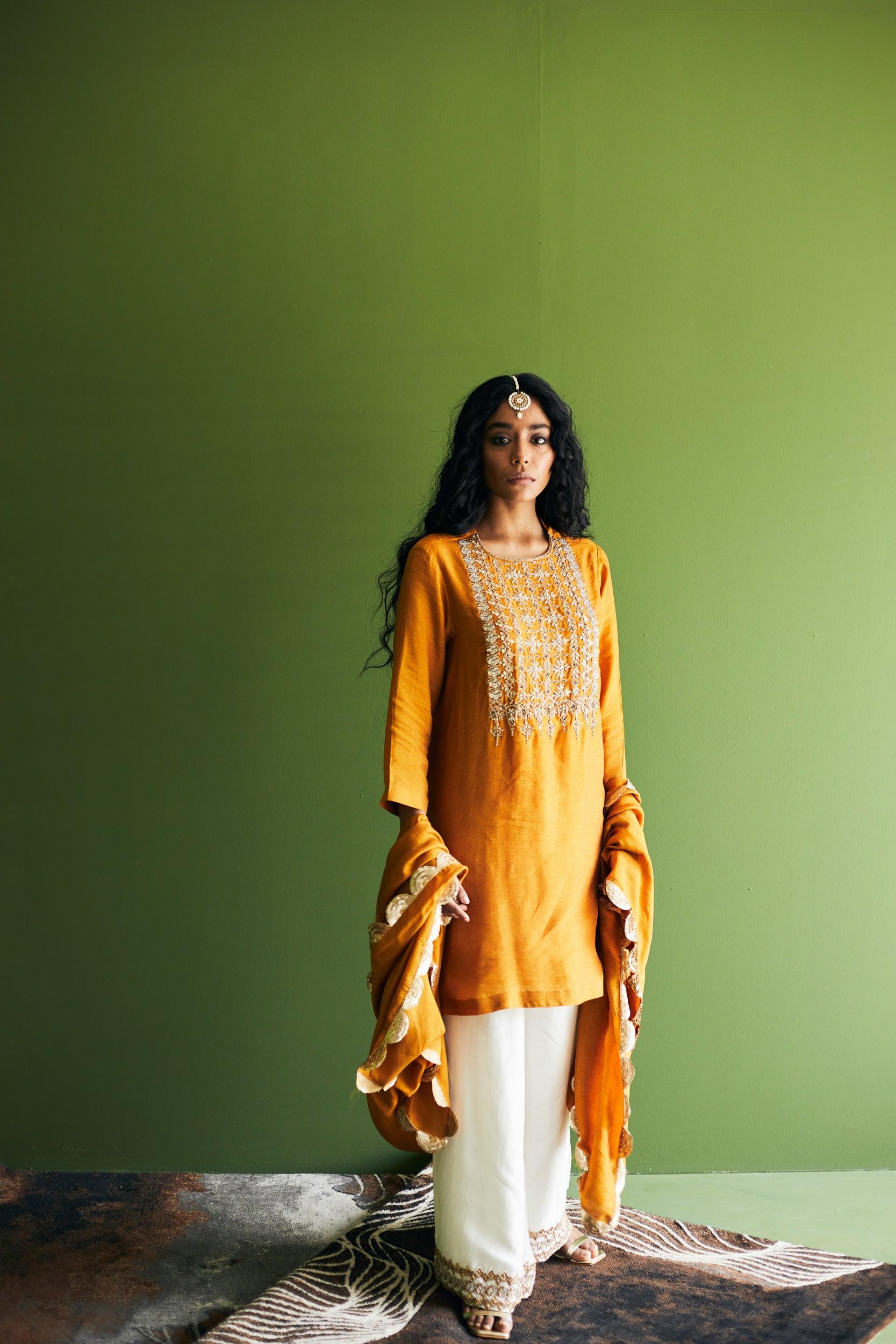 MUSTARD ANTI FIT SUIT - Esha Arora