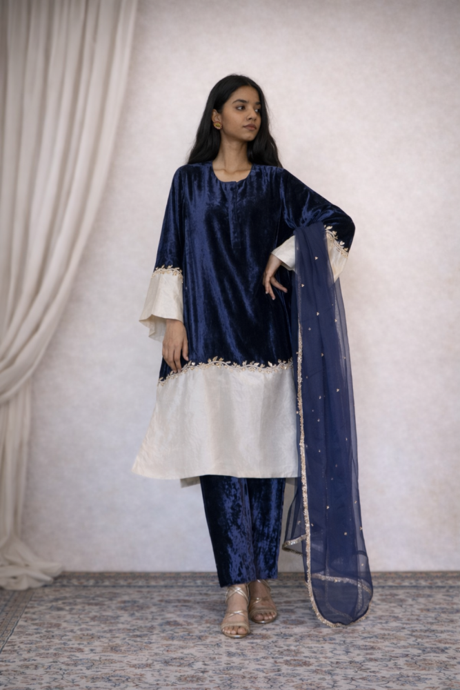 NAVY BLUE KURTA SET - Coord set