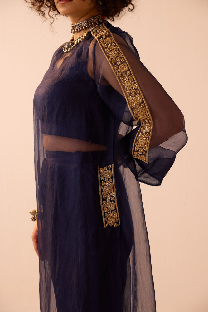 NAVY BLUE OVERLAY COORD - XS - Coord set
