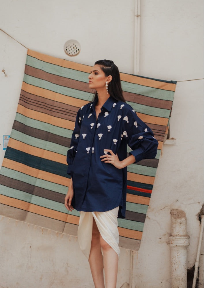 Navy Blue Pearl drop shirt - Shirt