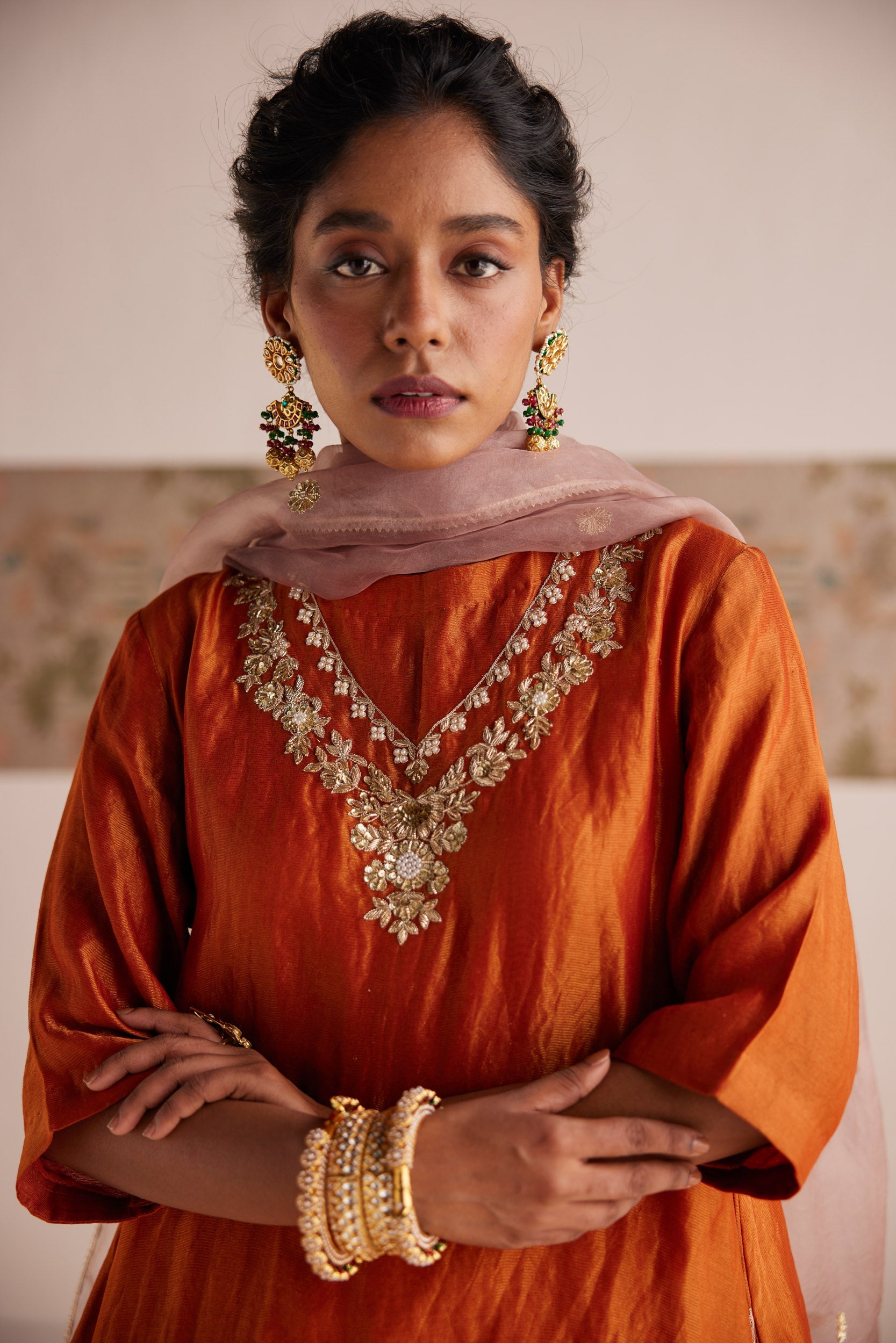Orange A- line suit - Suit