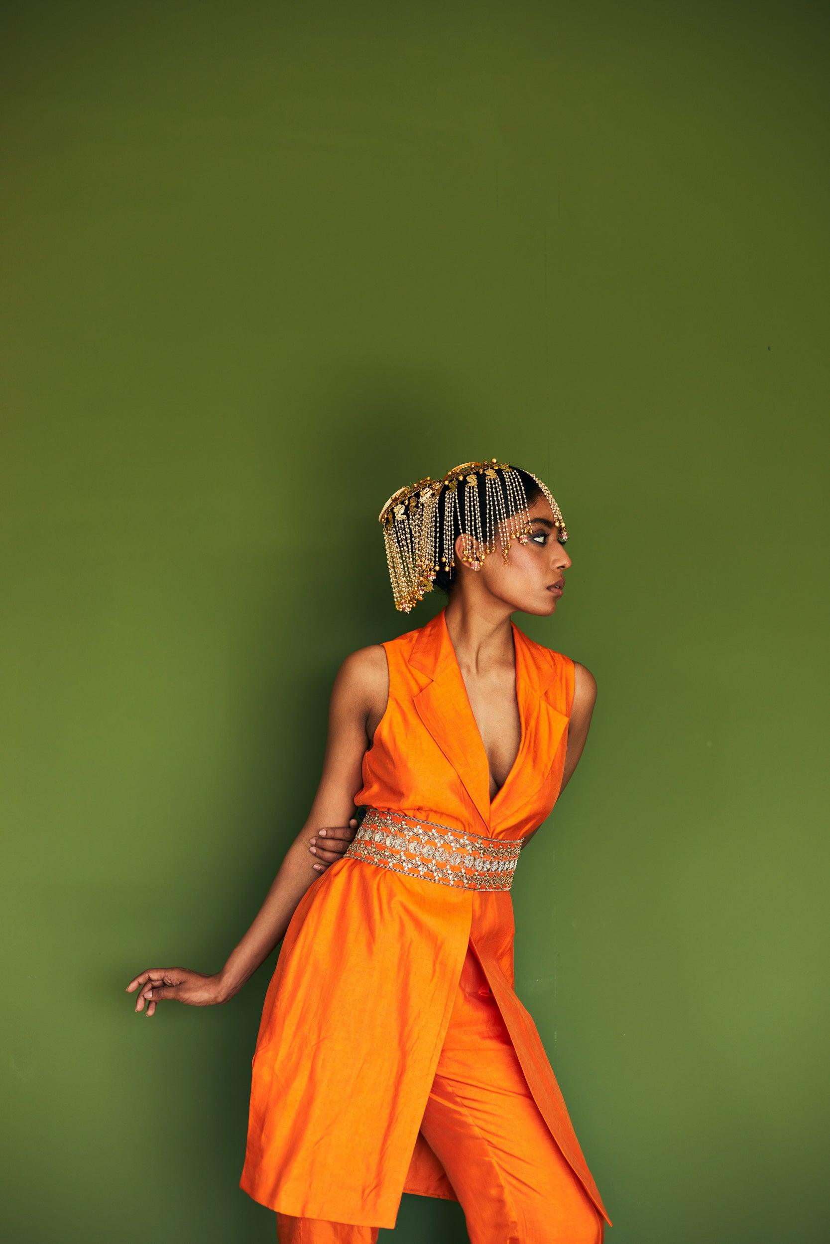 ORANGE JACKET PANT - Esha Arora