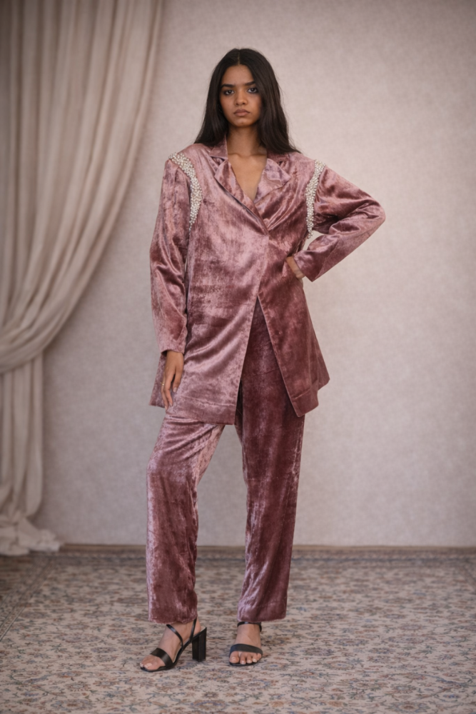PALE MAUVE BLAZER SET - blazer set