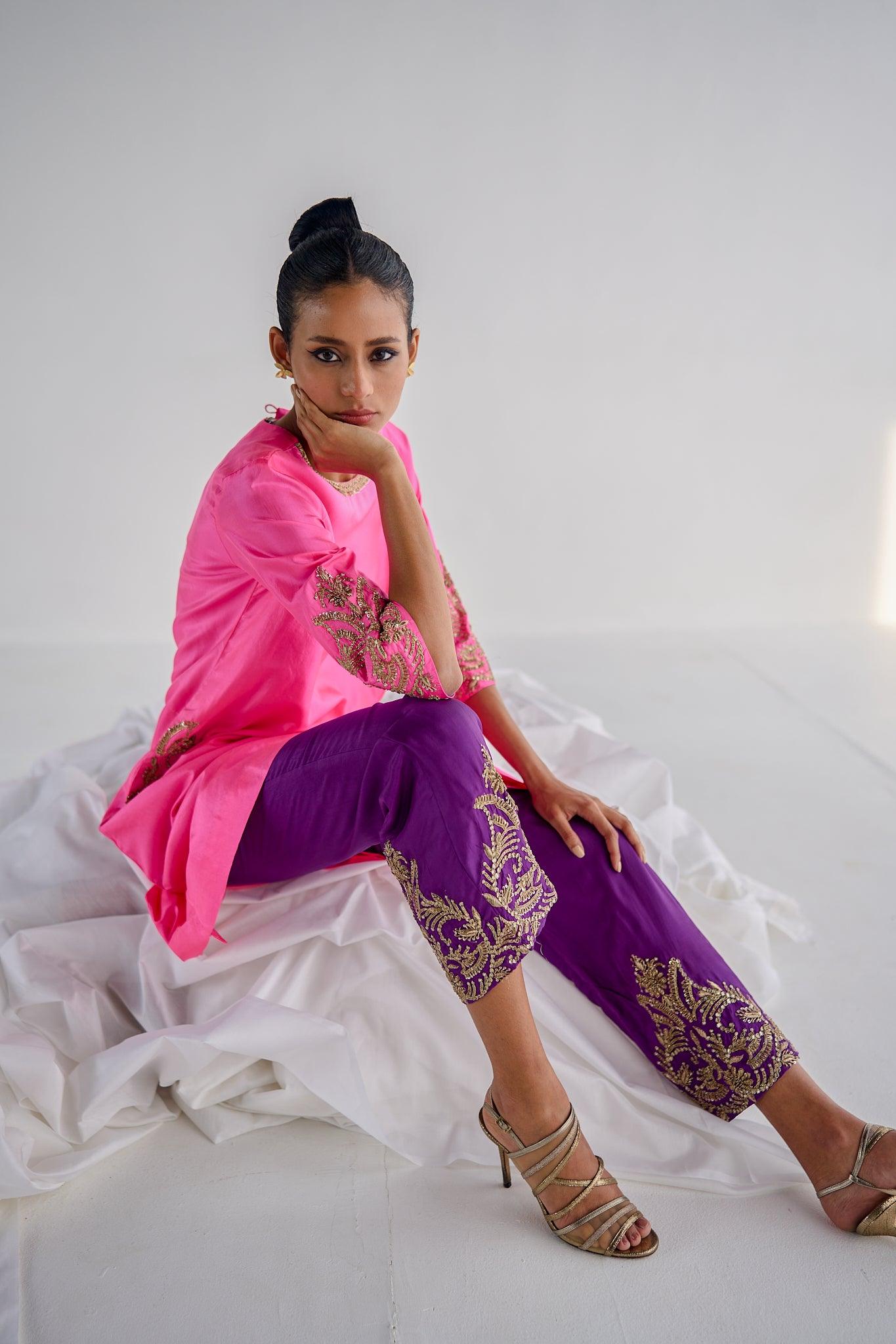 PINK SILK SUIT - Esha Arora