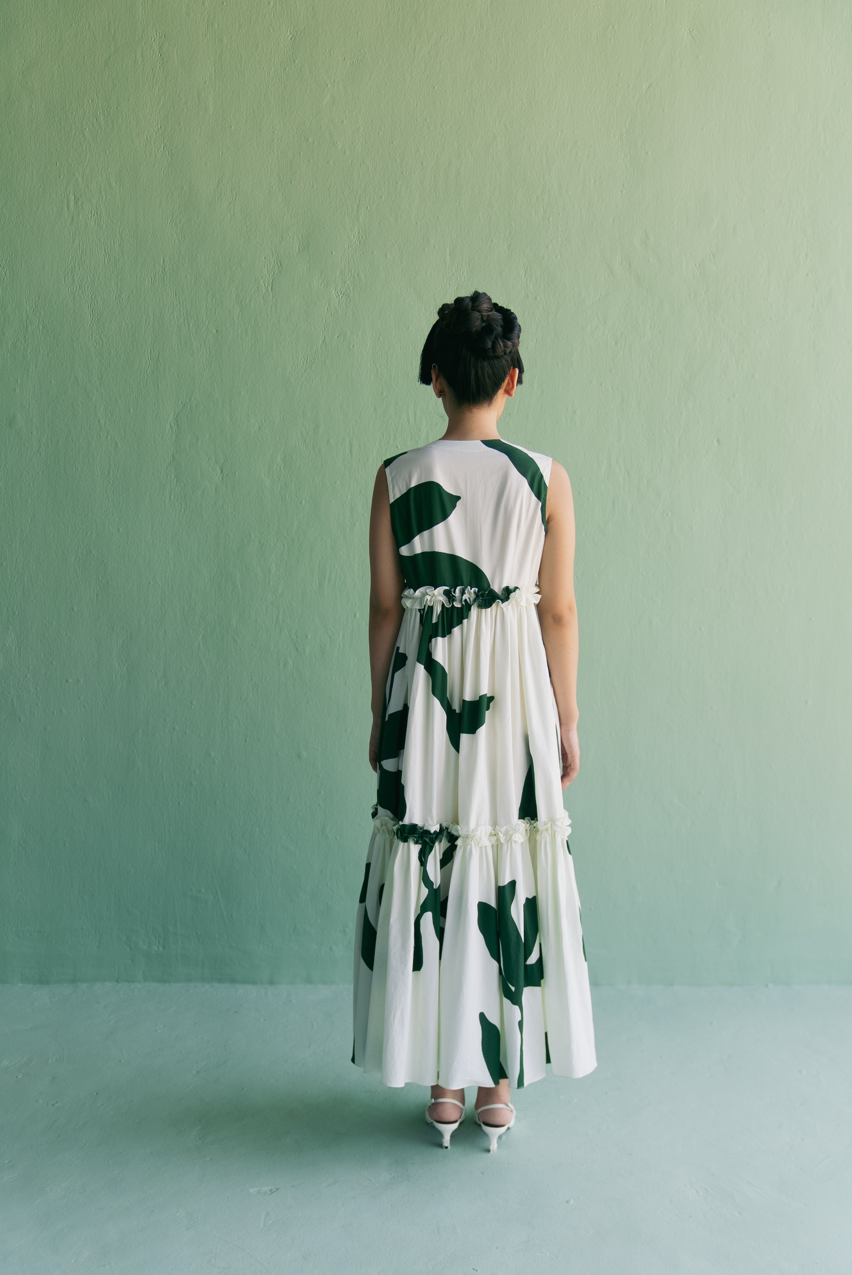 PRINTED GATHER DRESS - DRESS