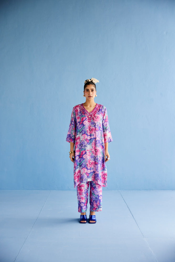 PURPLE KURTA SET - XS / Without Dupatta - coord set