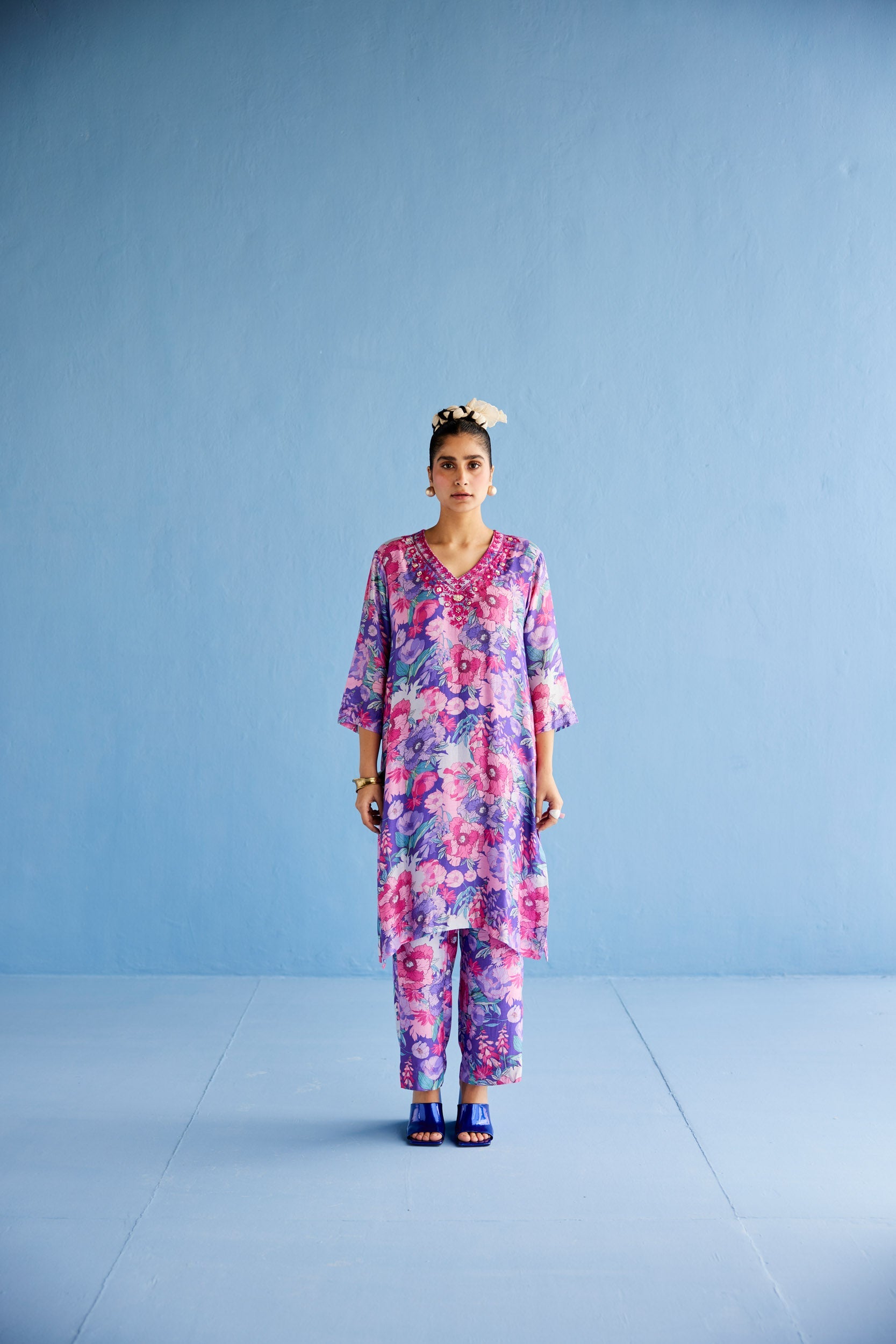 PURPLE KURTA SET - XS / Without Dupatta - coord set