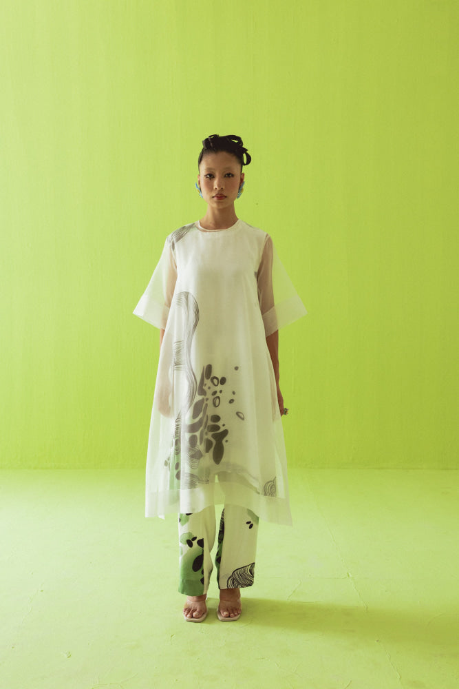 SHEER GREEN KURTA SET - kurta set