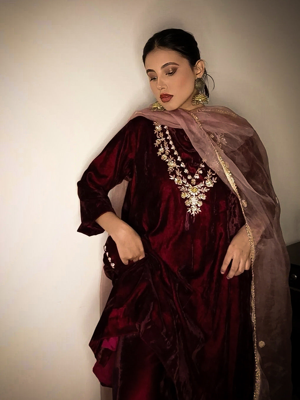 VELVET MAROON SUIT - Suit