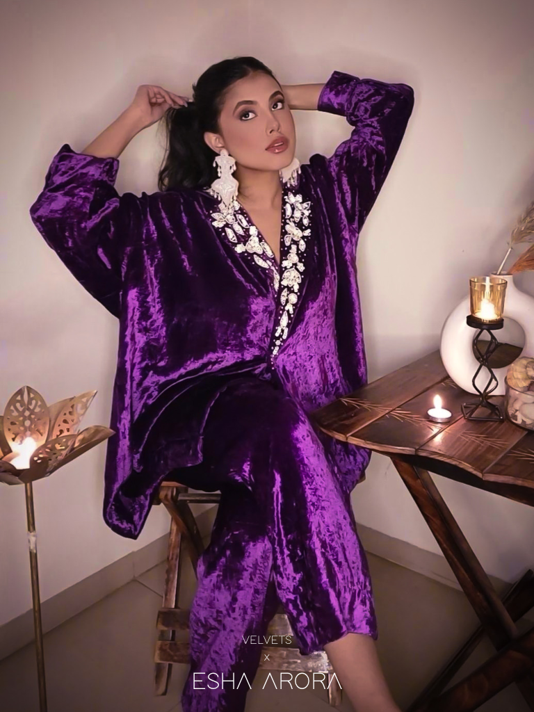 VELVET PURPLE COORD - coord set
