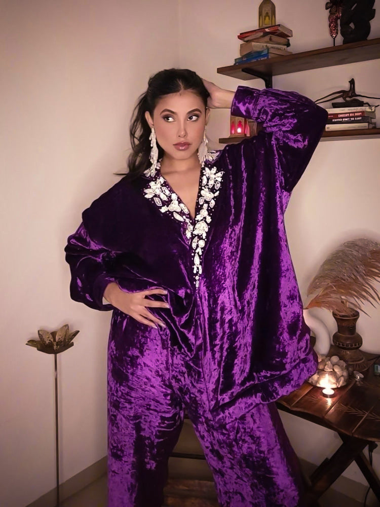 VELVET PURPLE COORD - coord set